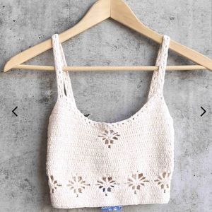 FREE PEOPLE cream crochet top